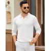 imageCOOFANDY Mens Knit Polo Sweater Long Sleeve VNeck Pullover Sweaters Casual Collared Ribbed Knitted PolosWhite