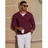 imageCOOFANDY Mens Knit Polo Sweater Long Sleeve VNeck Pullover Sweaters Casual Collared Ribbed Knitted PolosWine Red