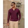 imageCOOFANDY Mens Knit Polo Sweater Long Sleeve VNeck Pullover Sweaters Casual Collared Ribbed Knitted PolosWine Red