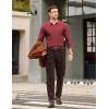 imageCOOFANDY Mens Knit Polo Sweater VNeck Long Sleeve Textured Lightweight Casual Dress Pullover Fall SweatersWine Red