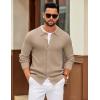 imageCOOFANDY Mens Knit Pullover Sweater Long Sleeve Casual Sweater Open Front Ribbed SweaterDark Khaki