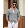 imageCOOFANDY Mens Knit Pullover Sweater Long Sleeve Casual Sweater Open Front Ribbed SweaterLight Gray