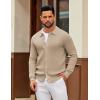 imageCOOFANDY Mens Knit Pullover Sweater Long Sleeve Casual Sweater Open Front Ribbed SweaterLight Khaki
