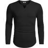 imageCOOFANDY Mens Long Sleeve Muscle T Shirts Casual VNeck Slim Fit Longline Ribbed Shirts Stretch Tee ShirtsAll Black