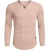 imageCOOFANDY Mens Long Sleeve Muscle T Shirts Casual VNeck Slim Fit Longline Ribbed Shirts Stretch Tee ShirtsBeige