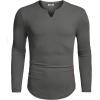 imageCOOFANDY Mens Long Sleeve Muscle T Shirts Casual VNeck Slim Fit Longline Ribbed Shirts Stretch Tee ShirtsDark Grey