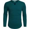 imageCOOFANDY Mens Long Sleeve Muscle T Shirts Casual VNeck Slim Fit Longline Ribbed Shirts Stretch Tee ShirtsGreen