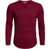 imageCOOFANDY Mens Long Sleeve Muscle T Shirts Casual VNeck Slim Fit Longline Ribbed Shirts Stretch Tee ShirtsWine Red