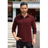 imageCOOFANDY Mens Long Sleeve Polo Shirt Casual Dress Button Polo T Shirt with Pocket Basic Lightweight Collared Golf ShirtRed