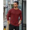 imageCOOFANDY Mens Long Sleeve T Shirts Casual Crew Neck Tee Shirts Lightweight Soft Pullover TopsWine Red