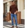 imageCOOFANDY Mens Mock Turtleneck Ribbed Knit Pullover Sweater Casual Lightweight Slim fit Dress SweaterBrown
