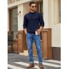 imageCOOFANDY Mens Mock Turtleneck Ribbed Knit Pullover Sweater Casual Lightweight Slim fit Dress SweaterDark Navy Blue