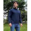imageCOOFANDY Mens Mock Turtleneck Ribbed Knit Pullover Sweater Casual Lightweight Slim fit Dress SweaterDark Navy Blue