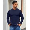 imageCOOFANDY Mens Mock Turtleneck Ribbed Knit Pullover Sweater Casual Lightweight Slim fit Dress SweaterDark Navy Blue