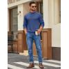 imageCOOFANDY Mens Mock Turtleneck Ribbed Knit Pullover Sweater Casual Lightweight Slim fit Dress SweaterDenim Blue