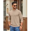 imageCOOFANDY Mens Mock Turtleneck Ribbed Knit Pullover Sweater Casual Lightweight Slim fit Dress SweaterLight Khaki