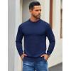 imageCOOFANDY Mens Mock Turtleneck Ribbed Knit Pullover Sweater Casual Lightweight Slim fit Dress SweaterNavy Blue