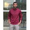 imageCOOFANDY Mens Mock Turtleneck Ribbed Knit Pullover Sweater Casual Lightweight Slim fit Dress SweaterWine Red