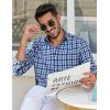 imageCOOFANDY Mens Plaid Button Down Shirt Cotton Long Sleeves Dress Shirt Wrinkle Free Casual Gingham ShirtBlue Gingham