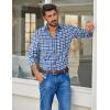 imageCOOFANDY Mens Plaid Button Down Shirt Cotton Long Sleeves Dress Shirt Wrinkle Free Casual Gingham ShirtBlue Gingham