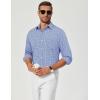 imageCOOFANDY Mens Plaid Button Down Shirt Cotton Long Sleeves Dress Shirt Wrinkle Free Casual Gingham ShirtSky Blue Gingham