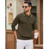 imageCOOFANDY Mens Polo Sweater Casual Long Sleeve Knit Polos Button Down Collared Golf Pullover SweatersArmy Green