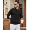 imageCOOFANDY Mens Polo Sweater Casual Long Sleeve Knit Polos Button Down Collared Golf Pullover SweatersBlack