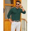 imageCOOFANDY Mens Polo Sweater Casual Long Sleeve Knit Polos Button Down Collared Golf Pullover SweatersDark Green