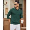imageCOOFANDY Mens Polo Sweater Casual Long Sleeve Knit Polos Button Down Collared Golf Pullover SweatersDark Green