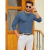 imageCOOFANDY Mens Polo Sweater Casual Long Sleeve Knit Polos Button Down Collared Golf Pullover SweatersDenim Blue