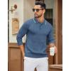 imageCOOFANDY Mens Polo Sweater Casual Long Sleeve Knit Polos Button Down Collared Golf Pullover SweatersDenim Blue