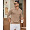 imageCOOFANDY Mens Polo Sweater Casual Long Sleeve Knit Polos Button Down Collared Golf Pullover SweatersKhaki