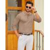 imageCOOFANDY Mens Polo Sweater Casual Long Sleeve Knit Polos Button Down Collared Golf Pullover SweatersKhaki