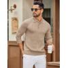 imageCOOFANDY Mens Polo Sweater Casual Long Sleeve Knit Polos Button Down Collared Golf Pullover SweatersLight Khaki