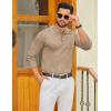 imageCOOFANDY Mens Polo Sweater Casual Long Sleeve Knit Polos Button Down Collared Golf Pullover SweatersLight Khaki