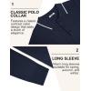 imageCOOFANDY Mens Polo Sweater Casual Long Sleeve Knit Polos Button Down Collared Golf Pullover SweatersNavy Blue