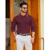 imageCOOFANDY Mens Polo Sweater Casual Long Sleeve Knit Polos Button Down Collared Golf Pullover SweatersWine Red