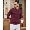 imageCOOFANDY Mens Polo Sweater Casual Long Sleeve Knit Polos Button Down Collared Golf Pullover SweatersWine Red