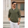 imageCOOFANDY Mens Quarter Zip Polo Sweater Long Sleeve Knit Polo Casual Lightweight Dress PulloverArmy Green