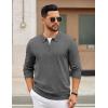 imageCOOFANDY Mens Quarter Zip Polo Sweater Long Sleeve Knit Polo Casual Lightweight Dress PulloverDark Grey