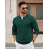 imageCOOFANDY Mens Quarter Zip Polo Sweater Long Sleeve Knit Polo Casual Lightweight Dress PulloverGreen