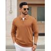 imageCOOFANDY Mens Quarter Zip Polo Sweater Long Sleeve Knit Polo Casual Lightweight Dress PulloverLight Brown