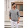 imageCOOFANDY Mens Quarter Zip Polo Sweater Long Sleeve Knit Polo Casual Lightweight Dress PulloverLight Gray