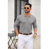 imageCOOFANDY Mens Quarter Zip Polo Sweater Long Sleeve Knit Polo Casual Lightweight Dress PulloverLight Gray