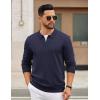 imageCOOFANDY Mens Quarter Zip Polo Sweater Long Sleeve Knit Polo Casual Lightweight Dress PulloverNavy Blue