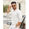 imageCOOFANDY Mens Quarter Zip Polo Sweater Long Sleeve Knit Polo Casual Lightweight Dress PulloverWhite
