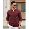 imageCOOFANDY Mens Quarter Zip Polo Sweater Long Sleeve Knit Polo Casual Lightweight Dress PulloverWine Red