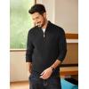 imageCOOFANDY Mens Quarter Zip Sweater Casual Slim Fit Pullovers Sweaters Knit Twill Texture PulloverAll Black
