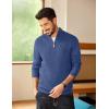 imageCOOFANDY Mens Quarter Zip Sweater Casual Slim Fit Pullovers Sweaters Knit Twill Texture PulloverDenim Blue