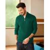 imageCOOFANDY Mens Quarter Zip Sweater Casual Slim Fit Pullovers Sweaters Knit Twill Texture PulloverGreen
